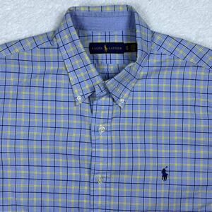 Ralph Lauren Mens XL Blue Yellow Plaid Button‎ Down Long Sleeve Shirt
